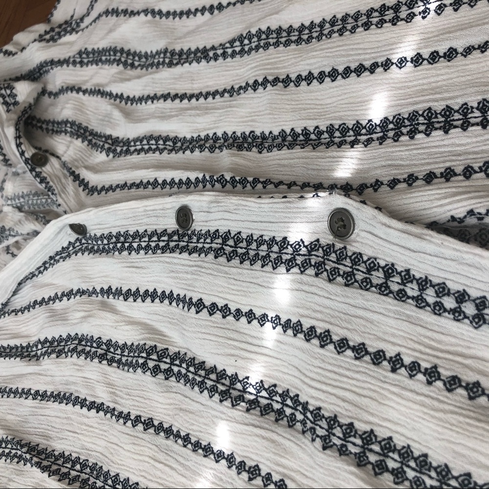 Stripe Collared High Low Button Top - Picture 3 of 7